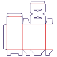 Krabice jedna klapka s poutkem - rozkrój