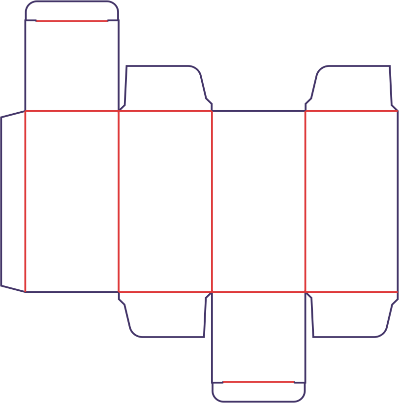 Krabice se dvěma posunutými klapami - rozkrój